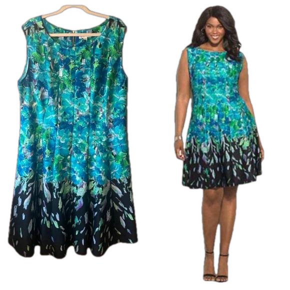 Dress Barn Dresses & Skirts - Dress Barn Women's Watercolor Floral Sleeveless Midi Dress Size 18 2X